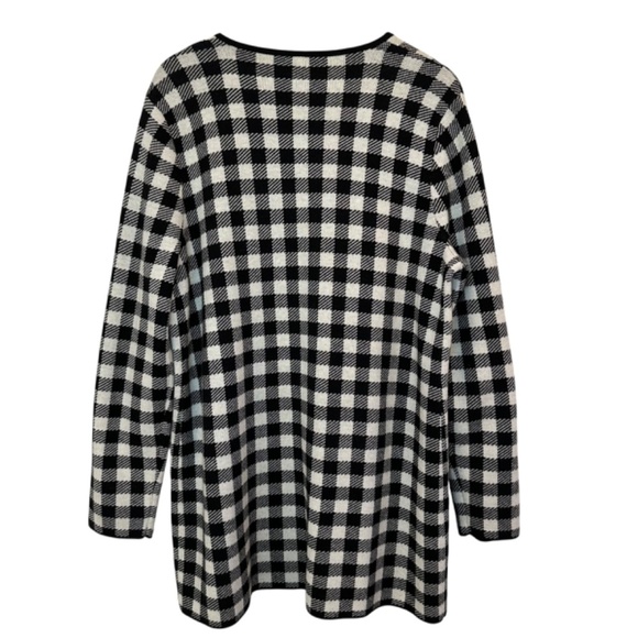 Talbots Cardigan Womens Sz. XL Buffalo black white check plaid wool blend Preppy - Picture 2 of 12